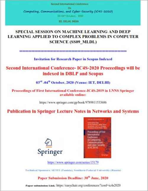 International Conference On International Conference on computing, communications and cyber security  (IC4S-2020) 
